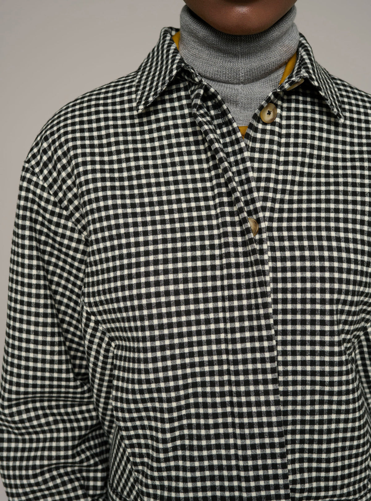 Cotélac Oversized plaid-print shirt-collar jacket