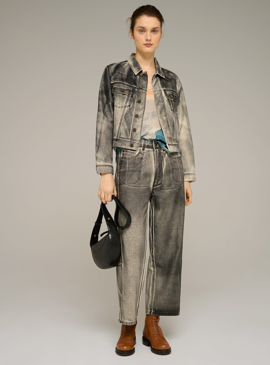 Cotélac Printed short denim jacket