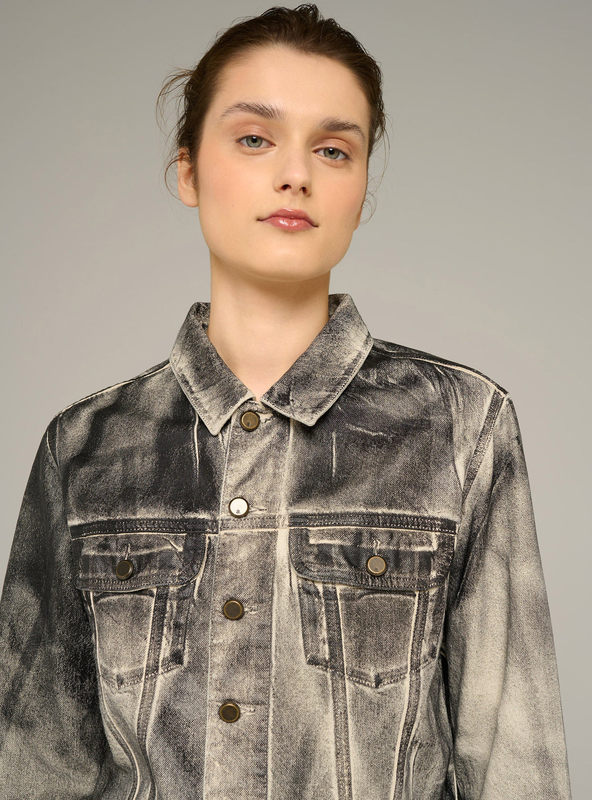 Cotélac Printed short denim jacket