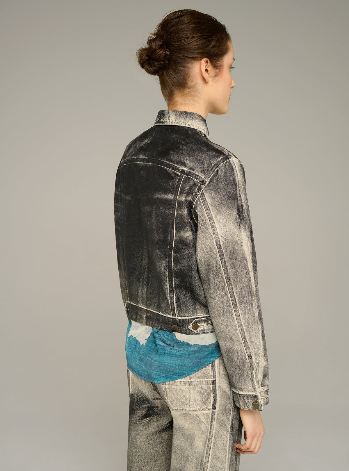 Cotélac Printed short denim jacket