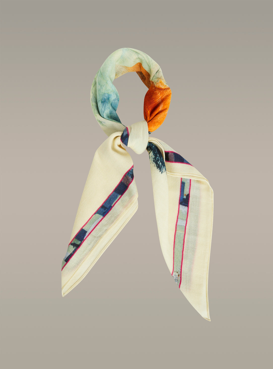 Large printed wool scarf