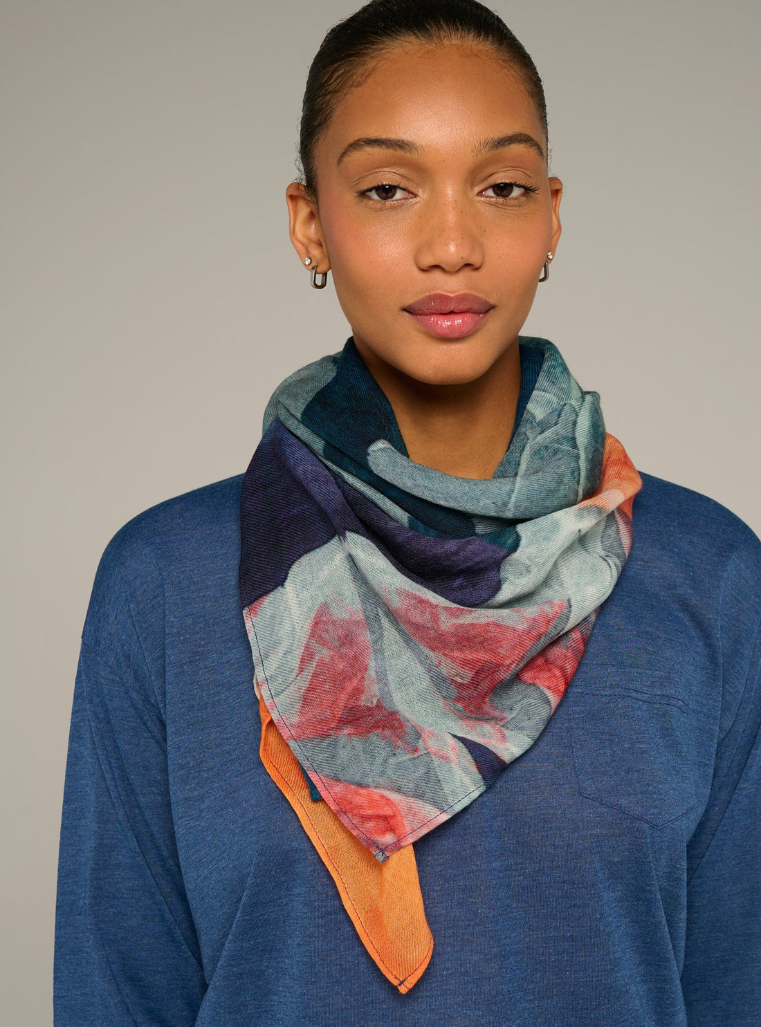 Cotélac acoté Large printed wool scarf