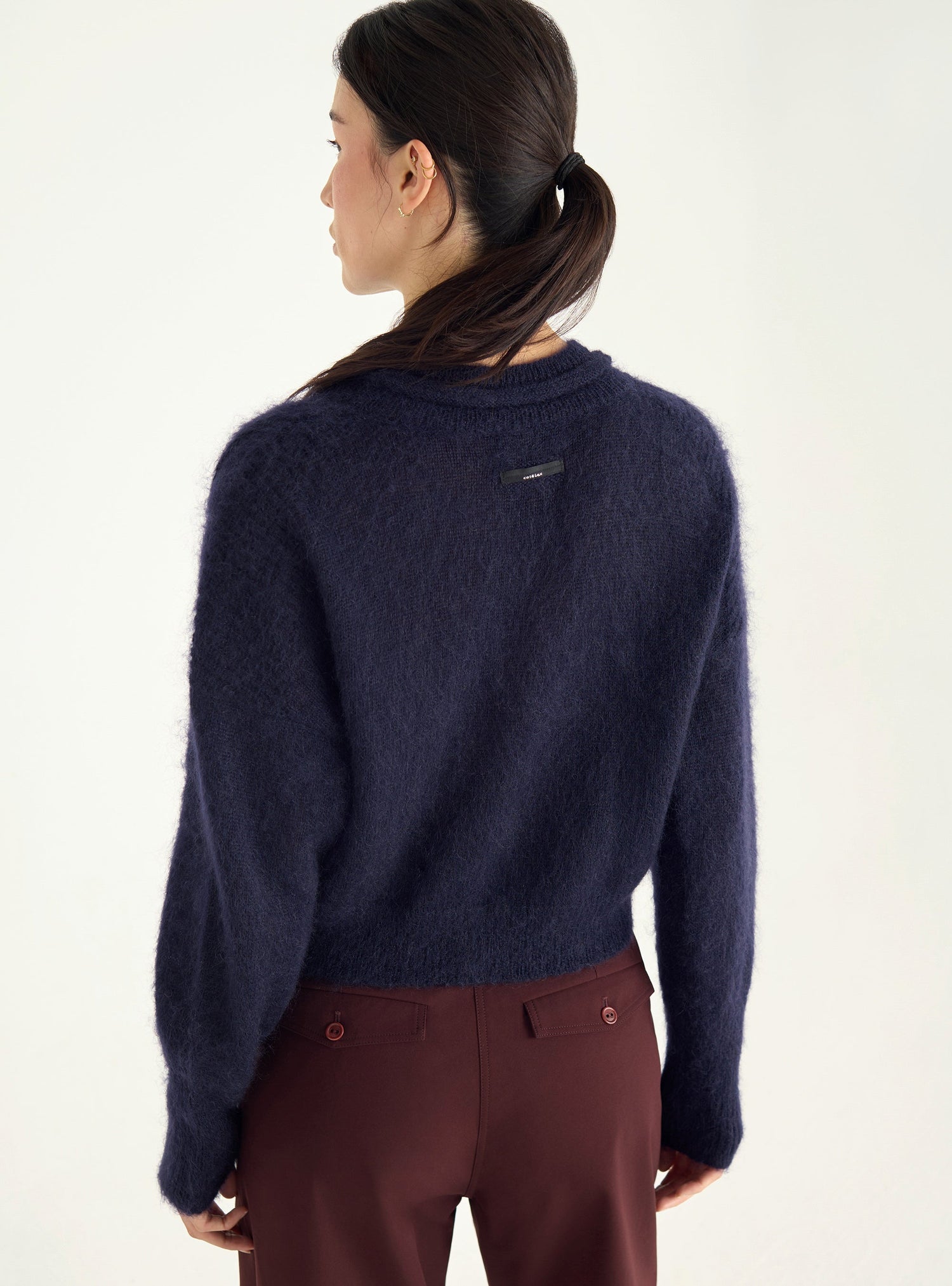 Short zipped mohair cardigan