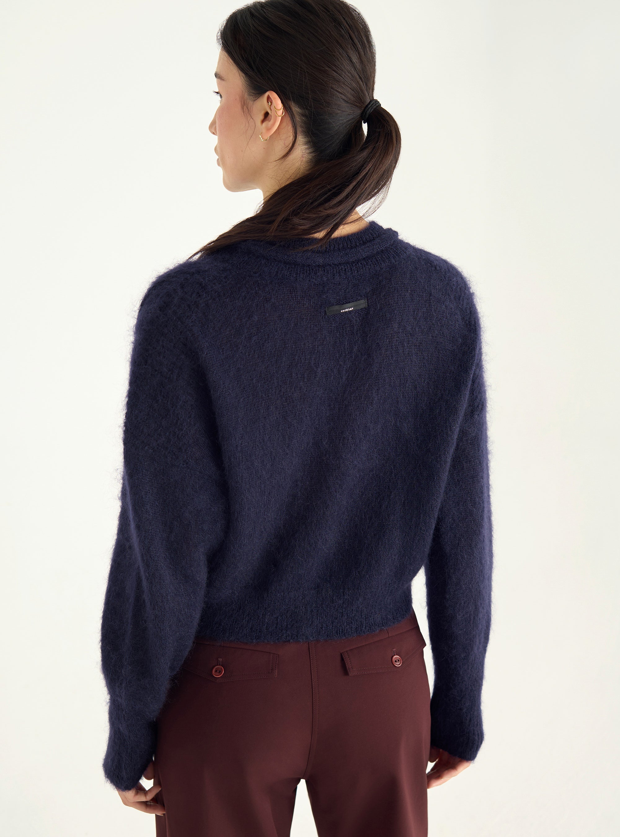 Short zipped mohair cardigan