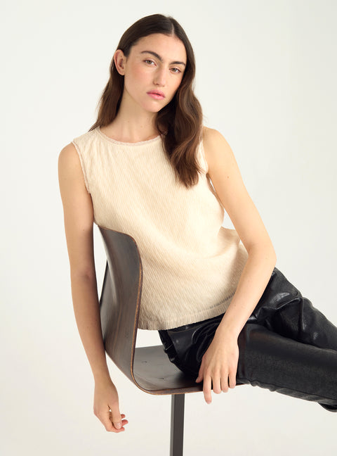 Pleated tank top in double material
