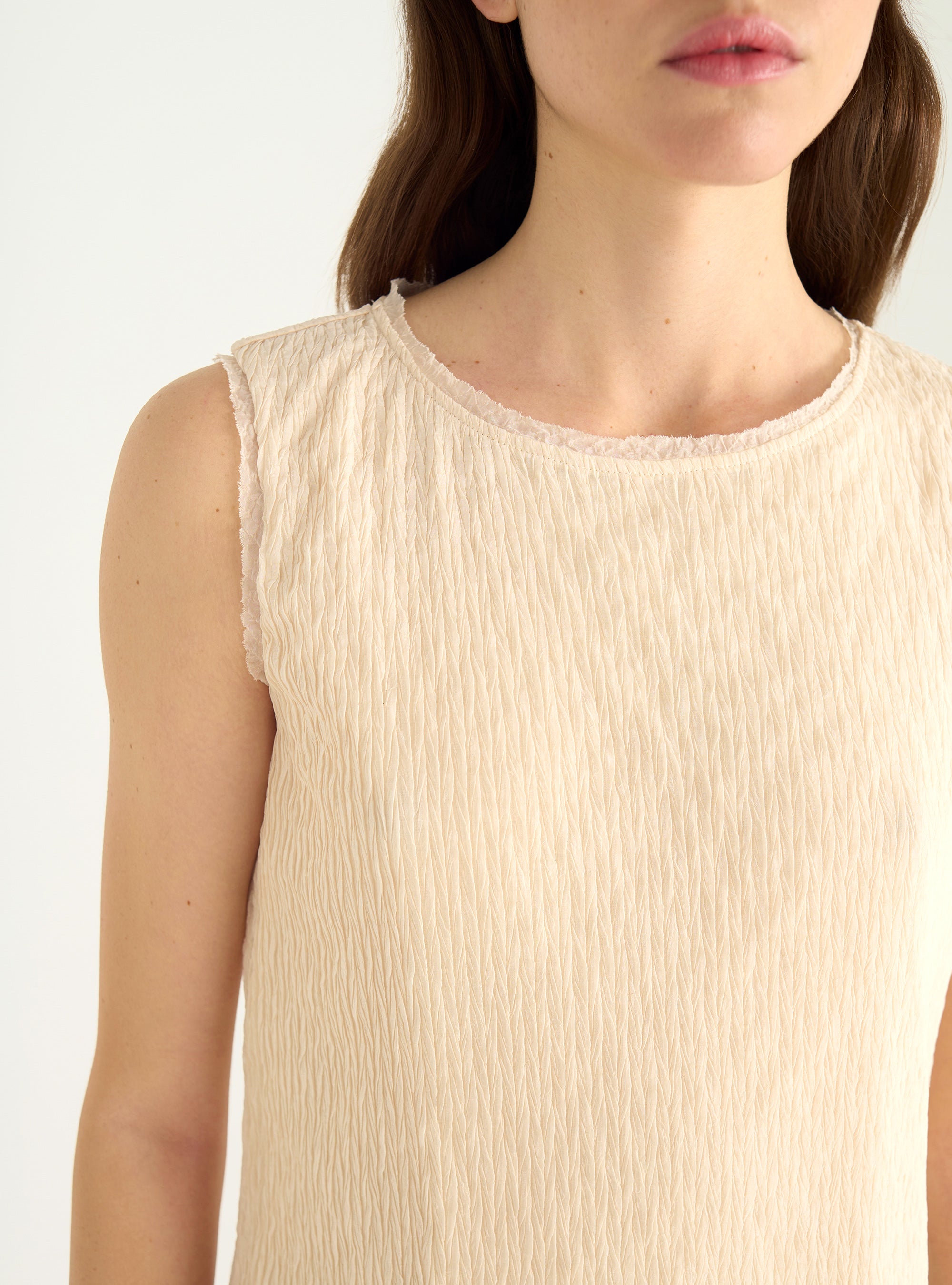 Pleated tank top in double material