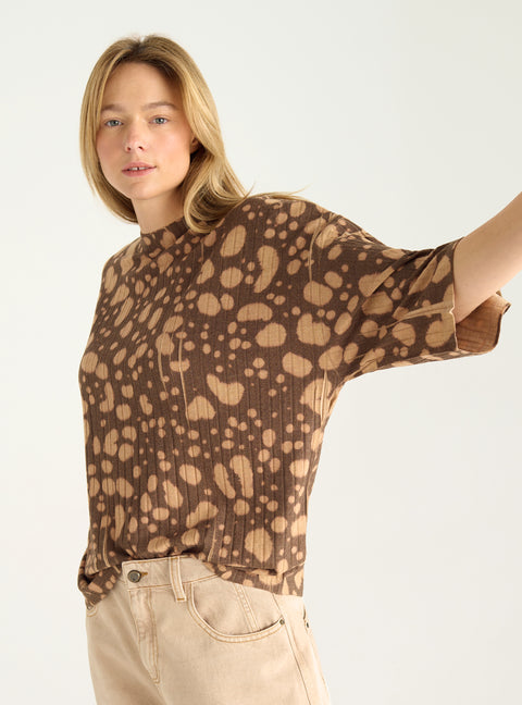 Pleated mesh T-shirt