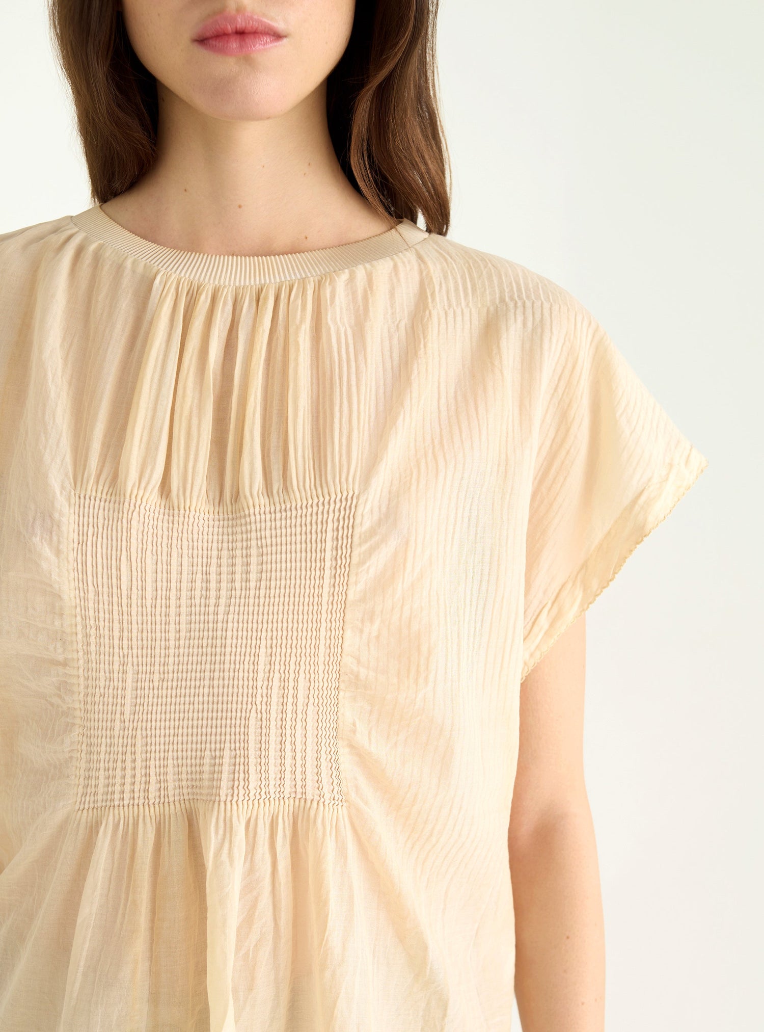 Cotton voile and pleated blouse