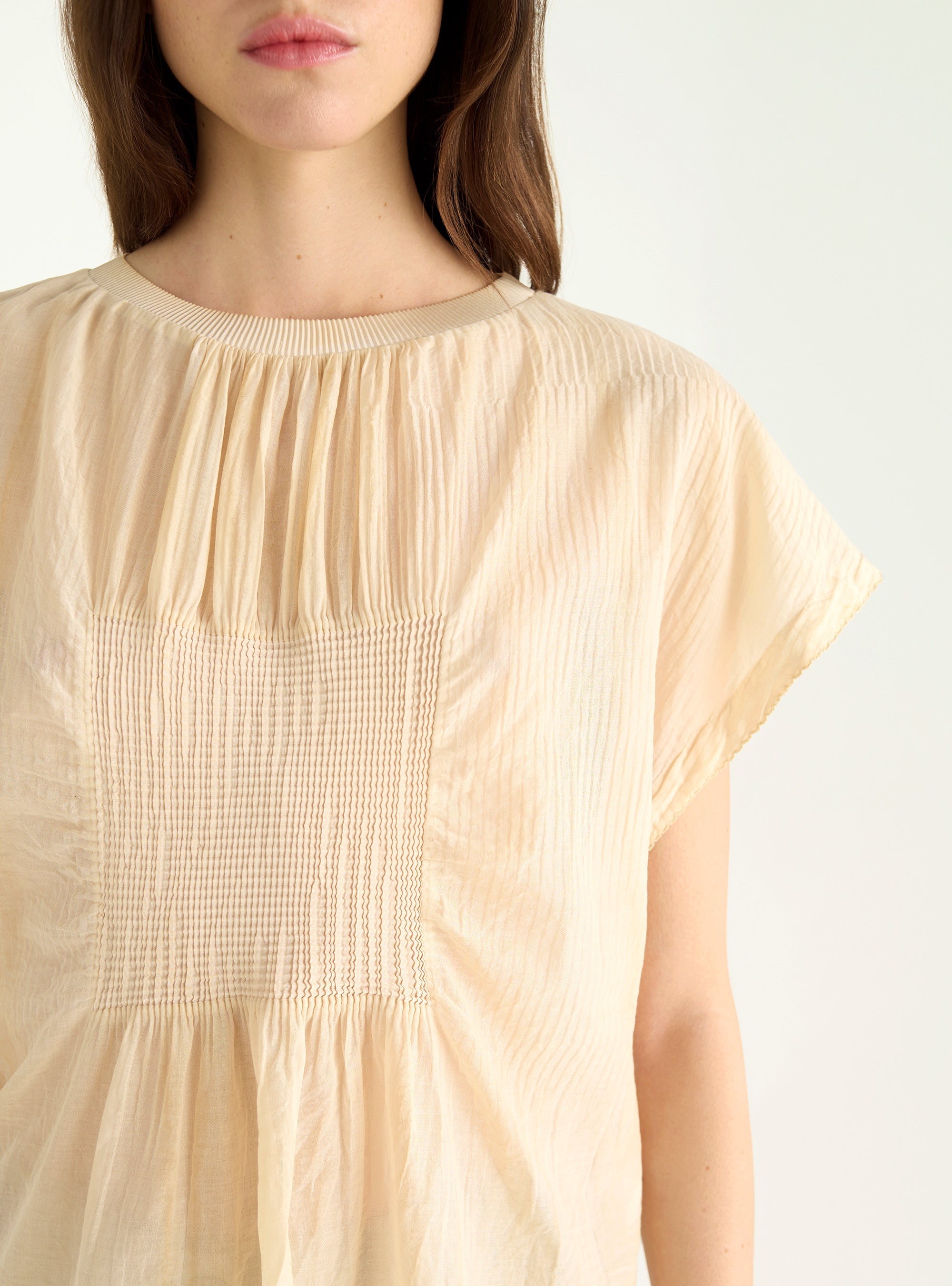 Cotton voile and pleated blouse