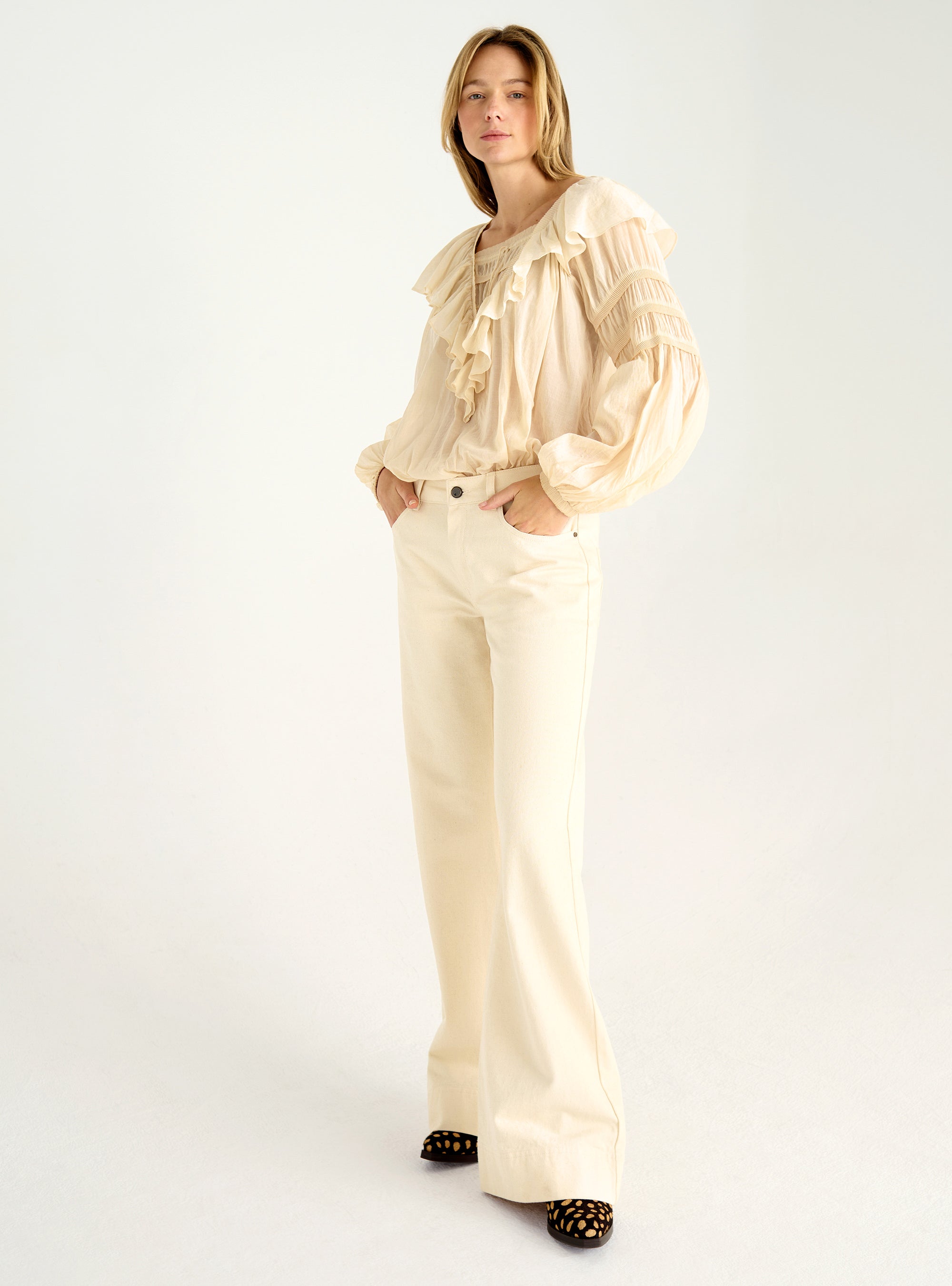 Pleated voile blouse