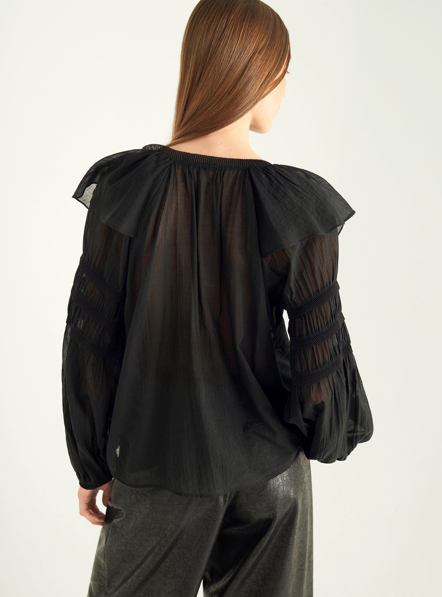 Pleated voile blouse