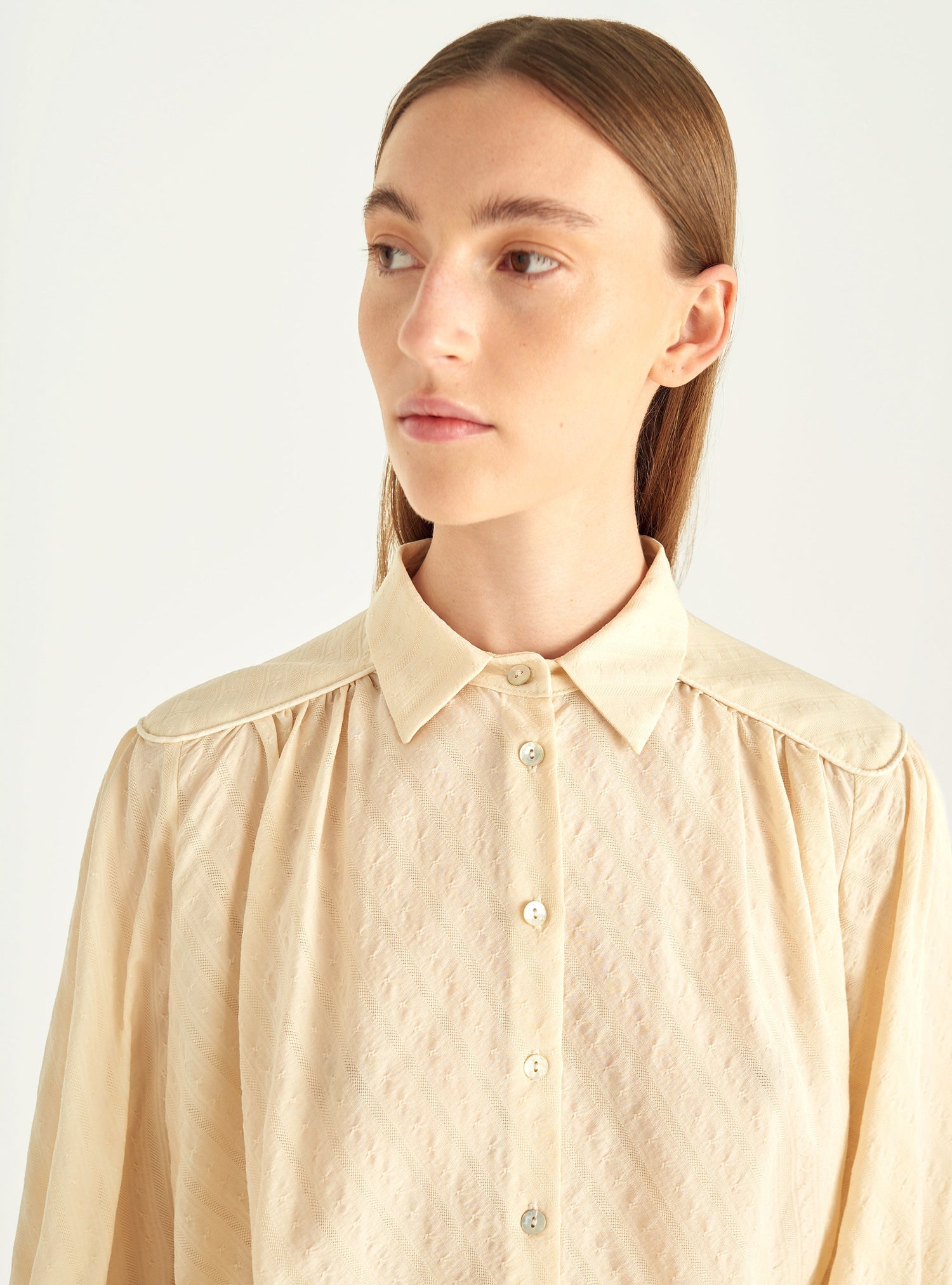 Romantic wool and silk blouse