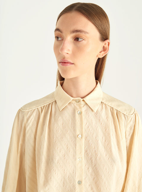 Romantic wool and silk blouse