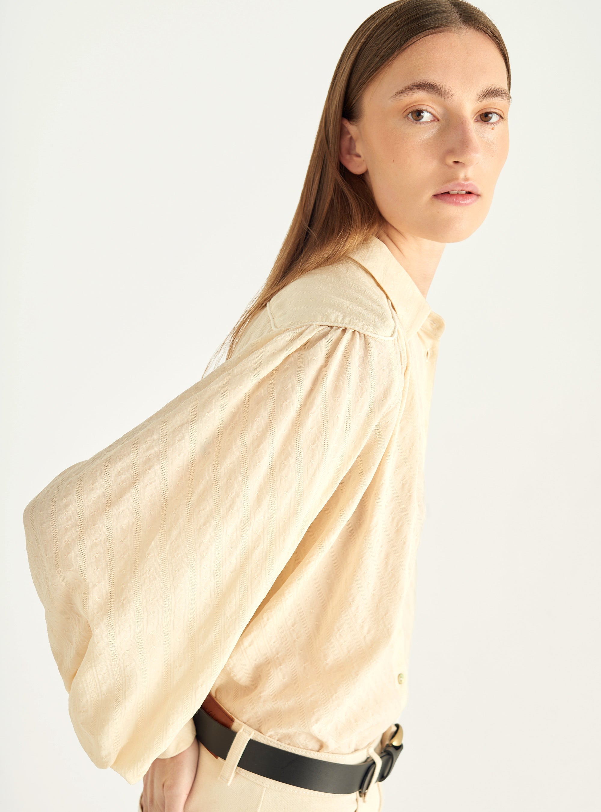 Romantic wool and silk blouse