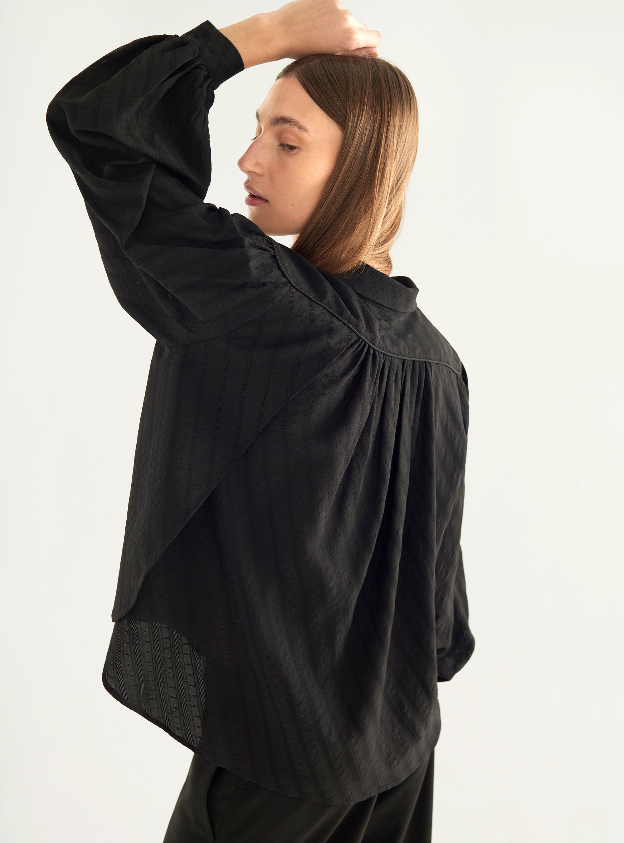 Romantic wool and silk blouse