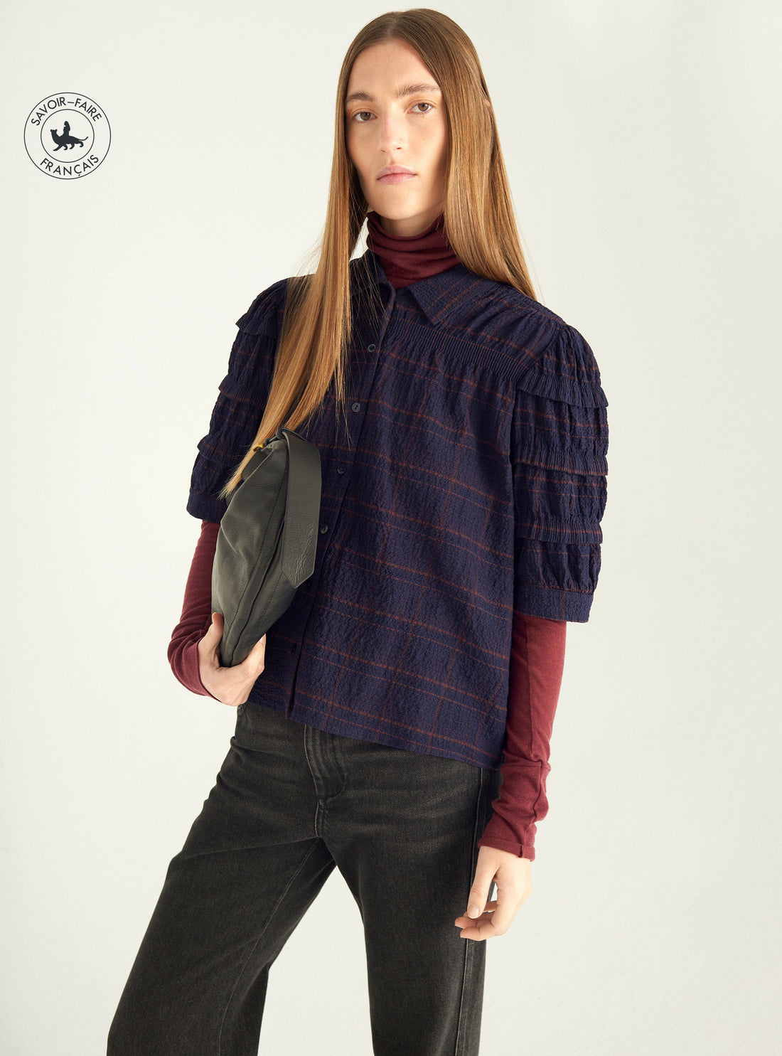 Cloqué check blouse