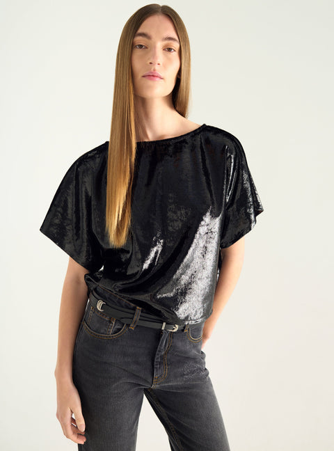 Flowing velvet trapeze blouse