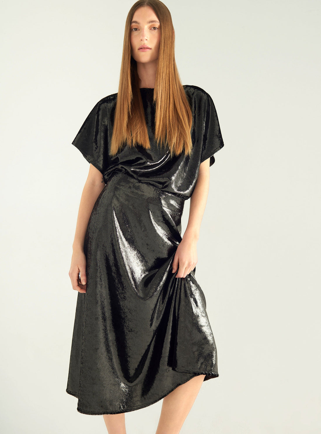 Mid-calf trapeze skirt