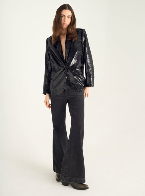 Fluid velvet blazer jacket