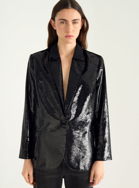 Fluid velvet blazer jacket
