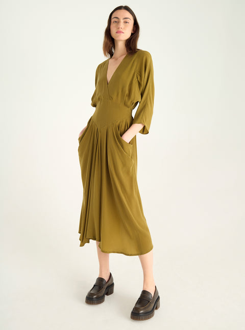 Washed-effect cupro dress