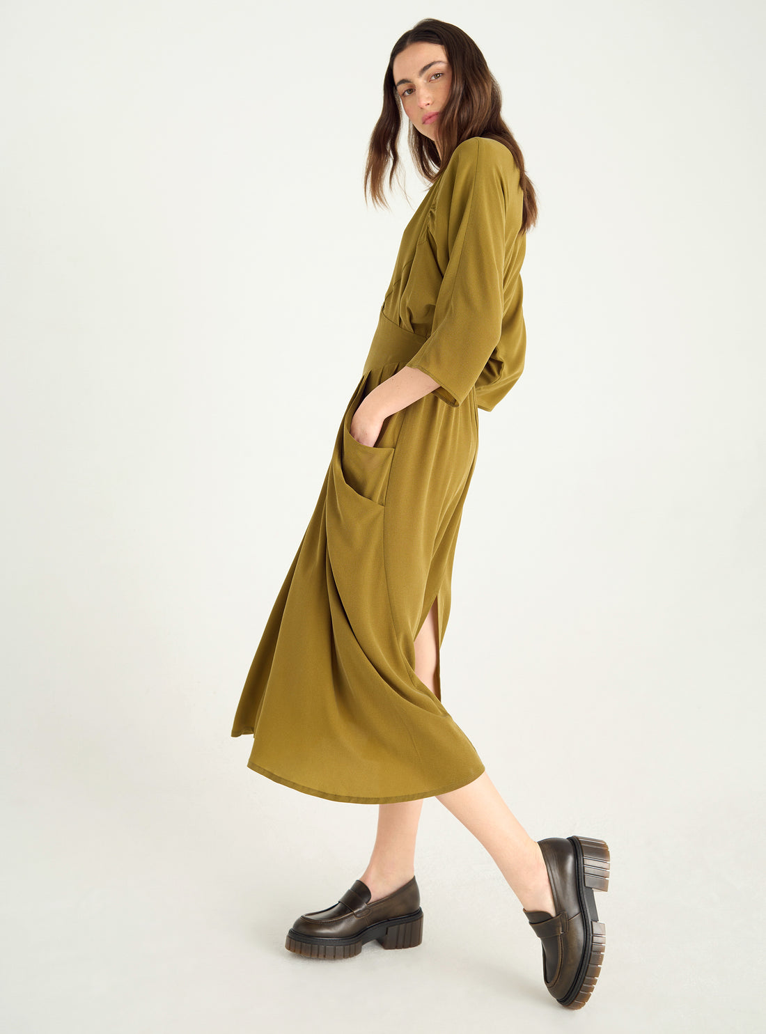 Washed-effect cupro dress