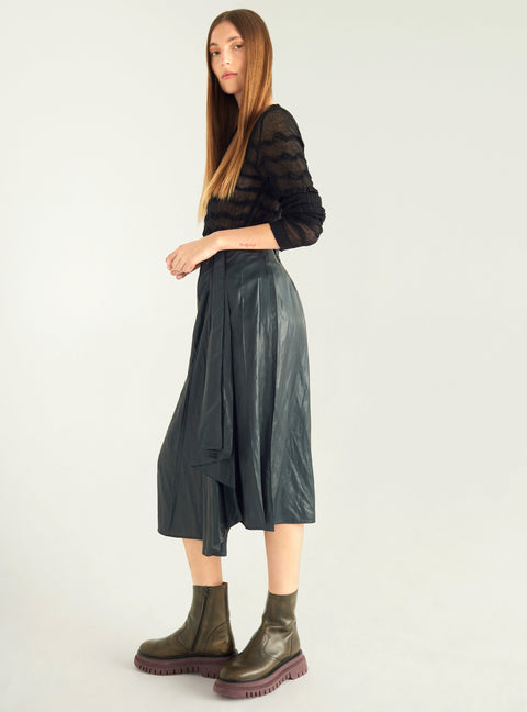 Satin pleated skirt