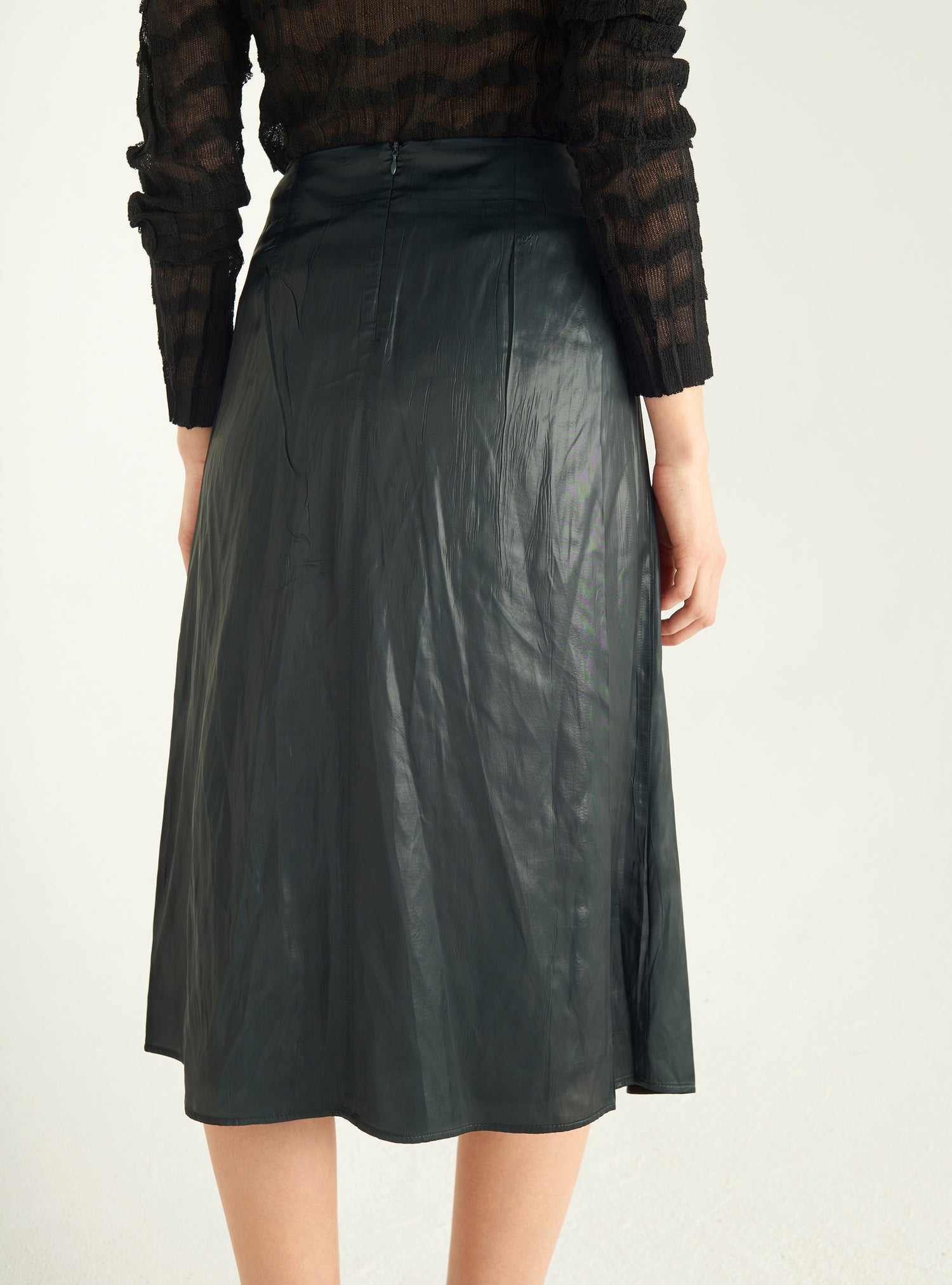 Satin pleated skirt
