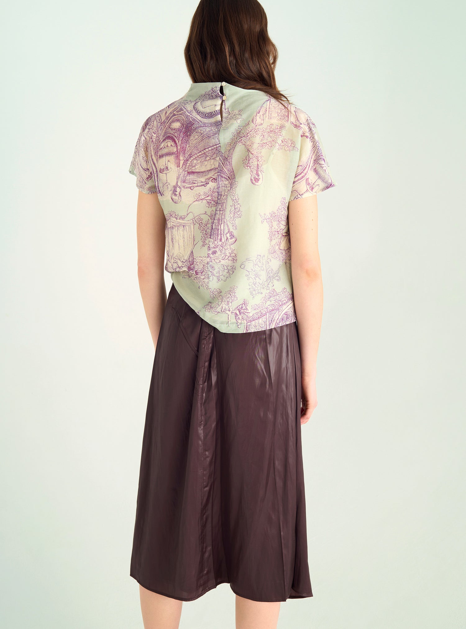 Draped blouse in cotton/silk voile