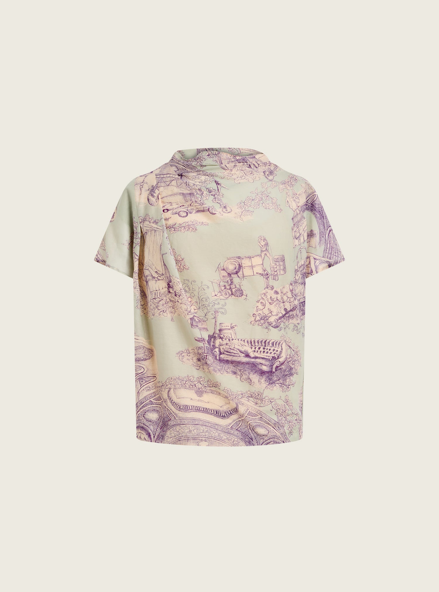 Draped blouse in cotton/silk voile