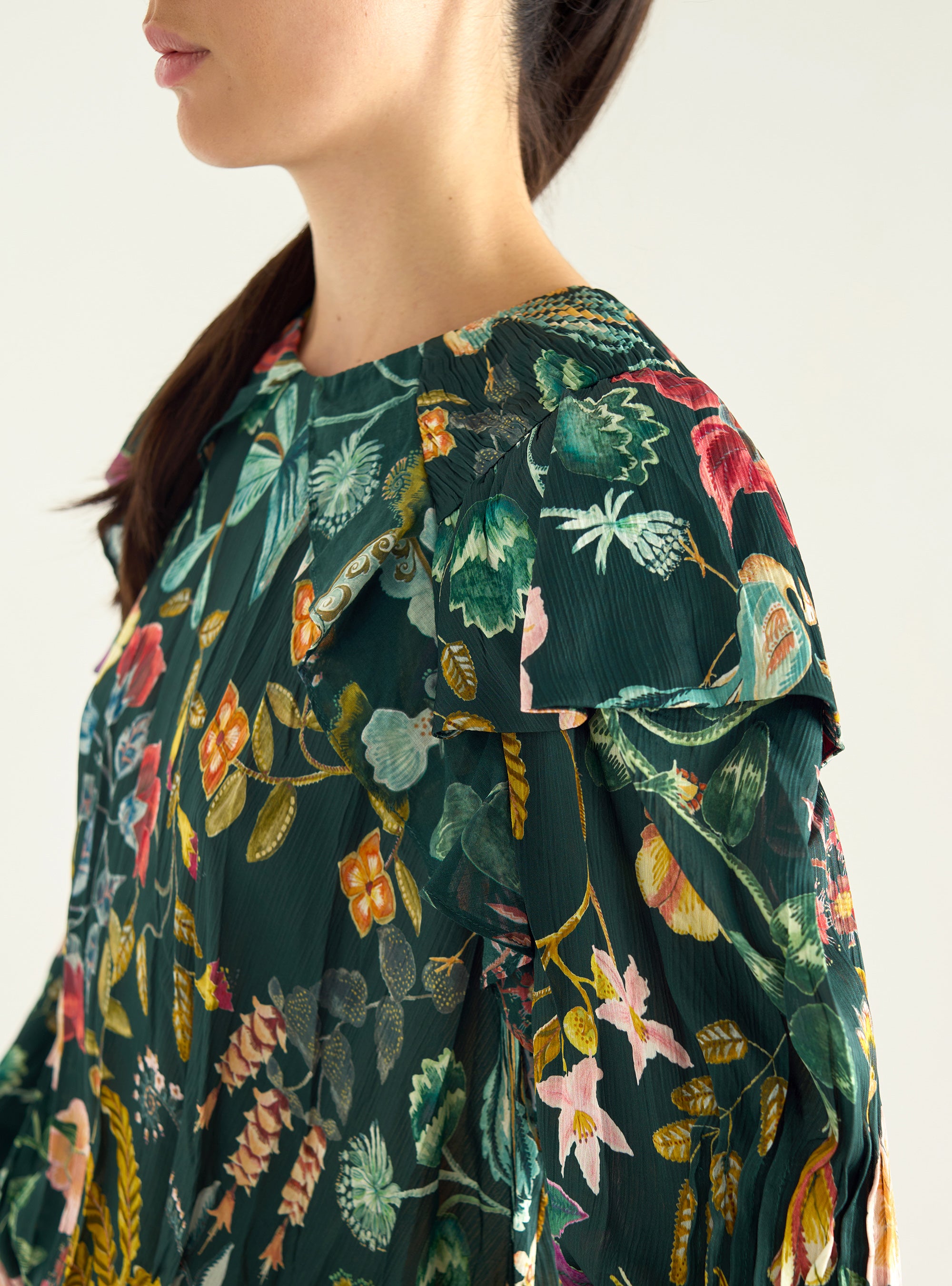 Printed blouse with ruffles