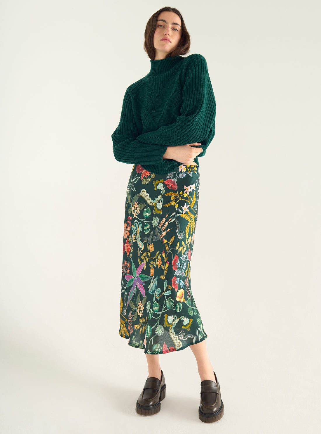 Satin midi skirt