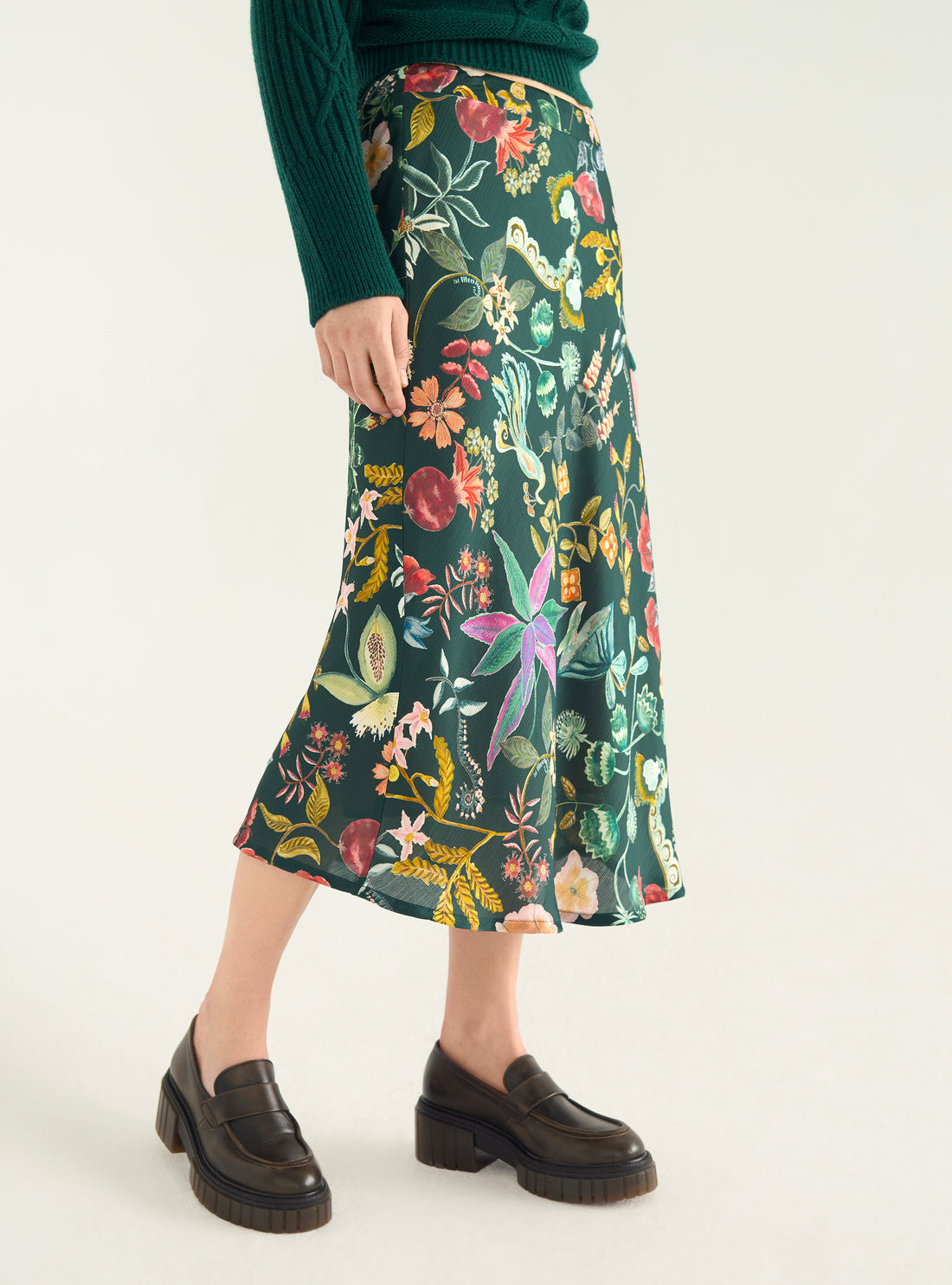 Satin midi skirt
