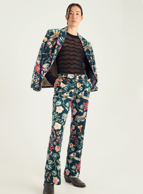 Printed velvet pants