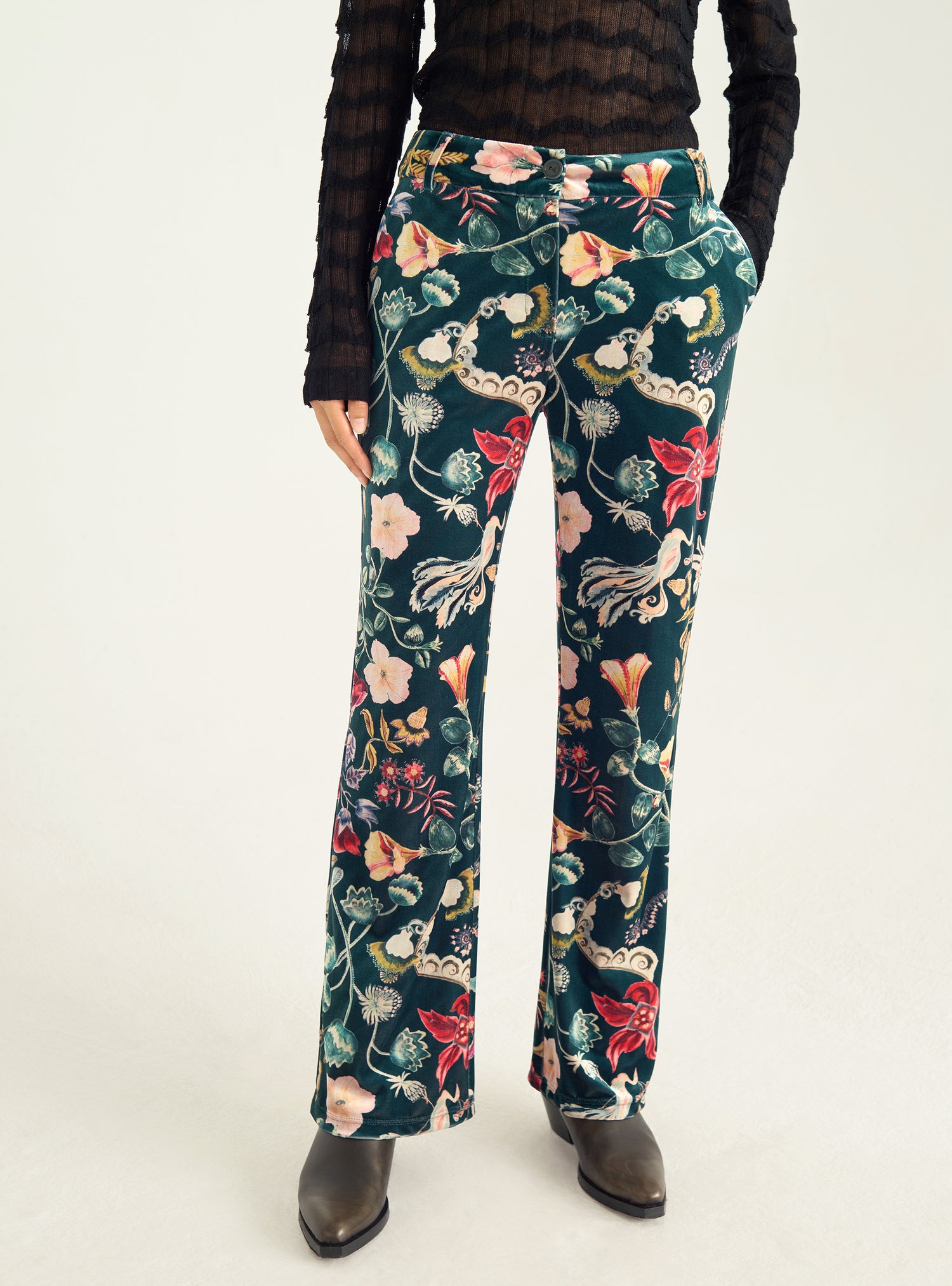 Printed velvet pants