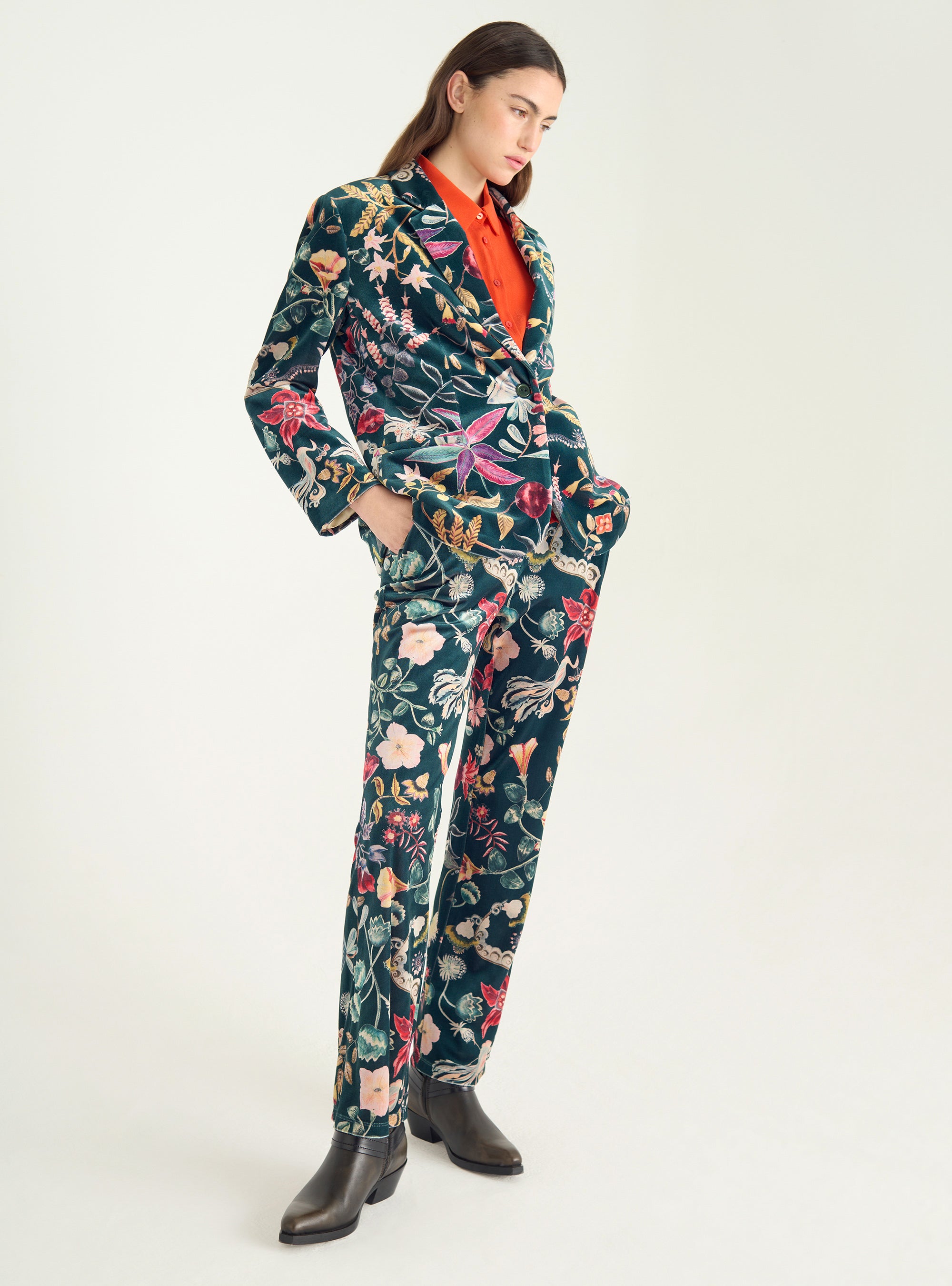 Velvet knit blazer jacket