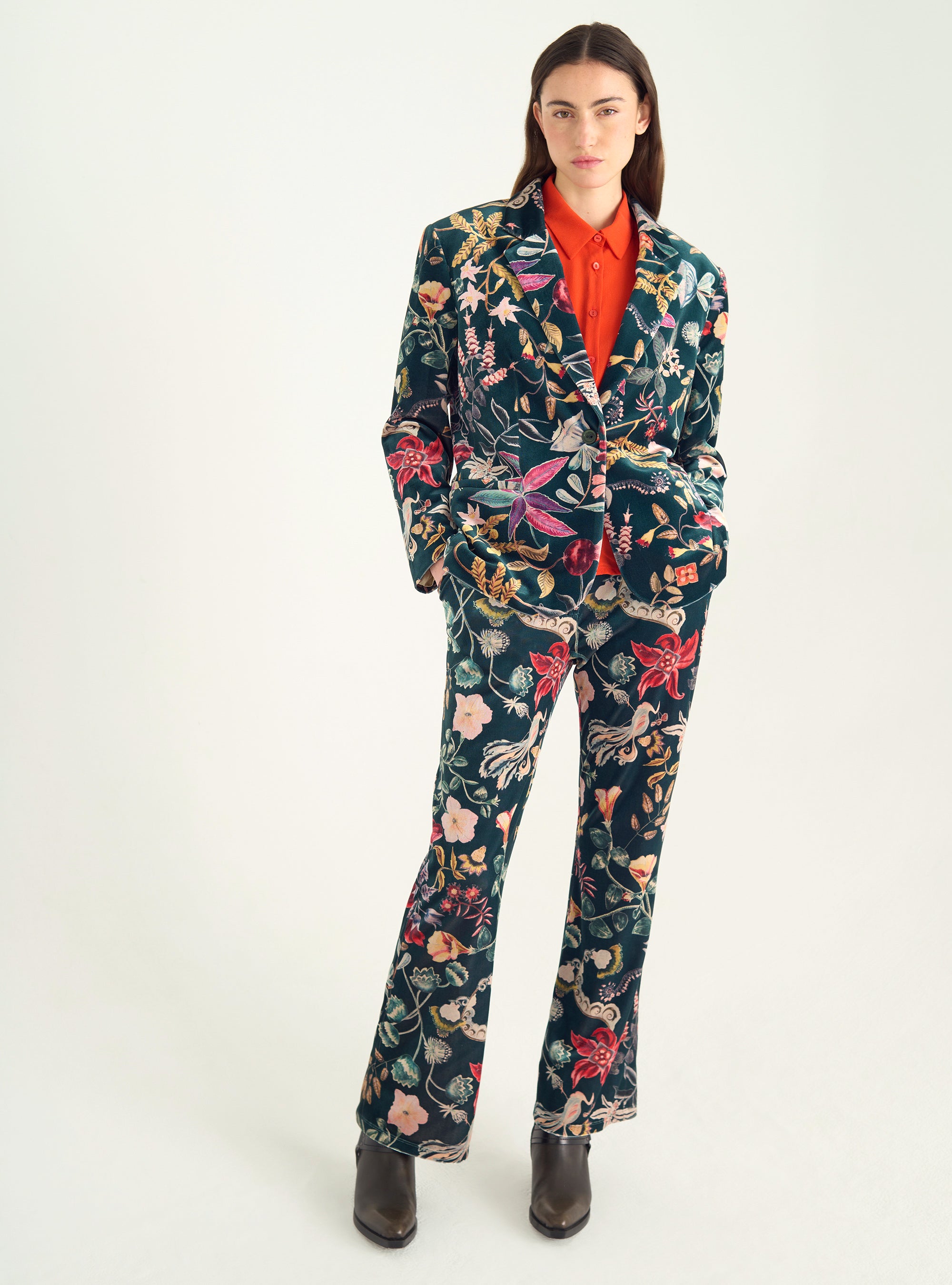 Velvet knit blazer jacket