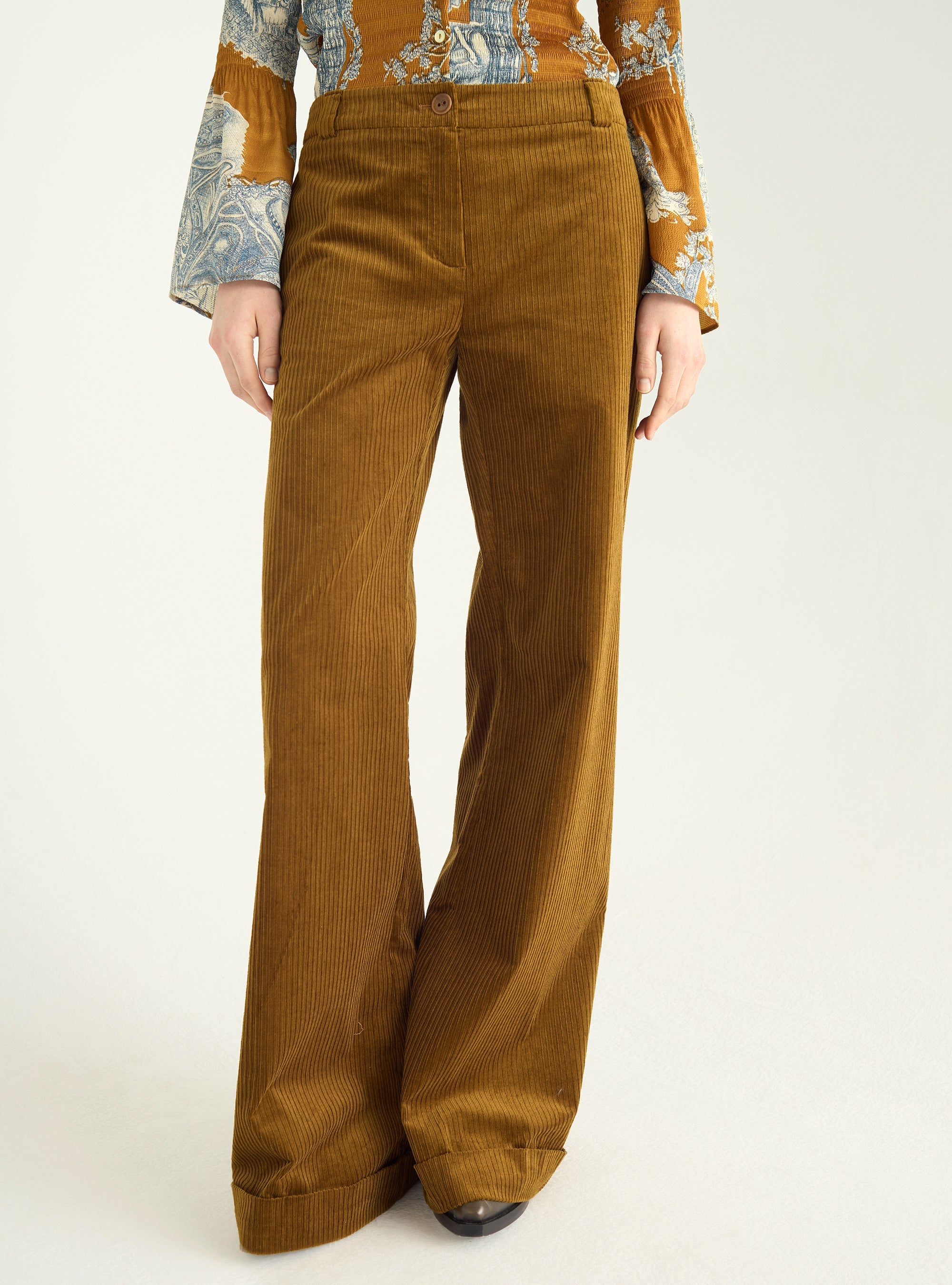 Wide-leg trousers in washed velvet – COTELAC | Official Store