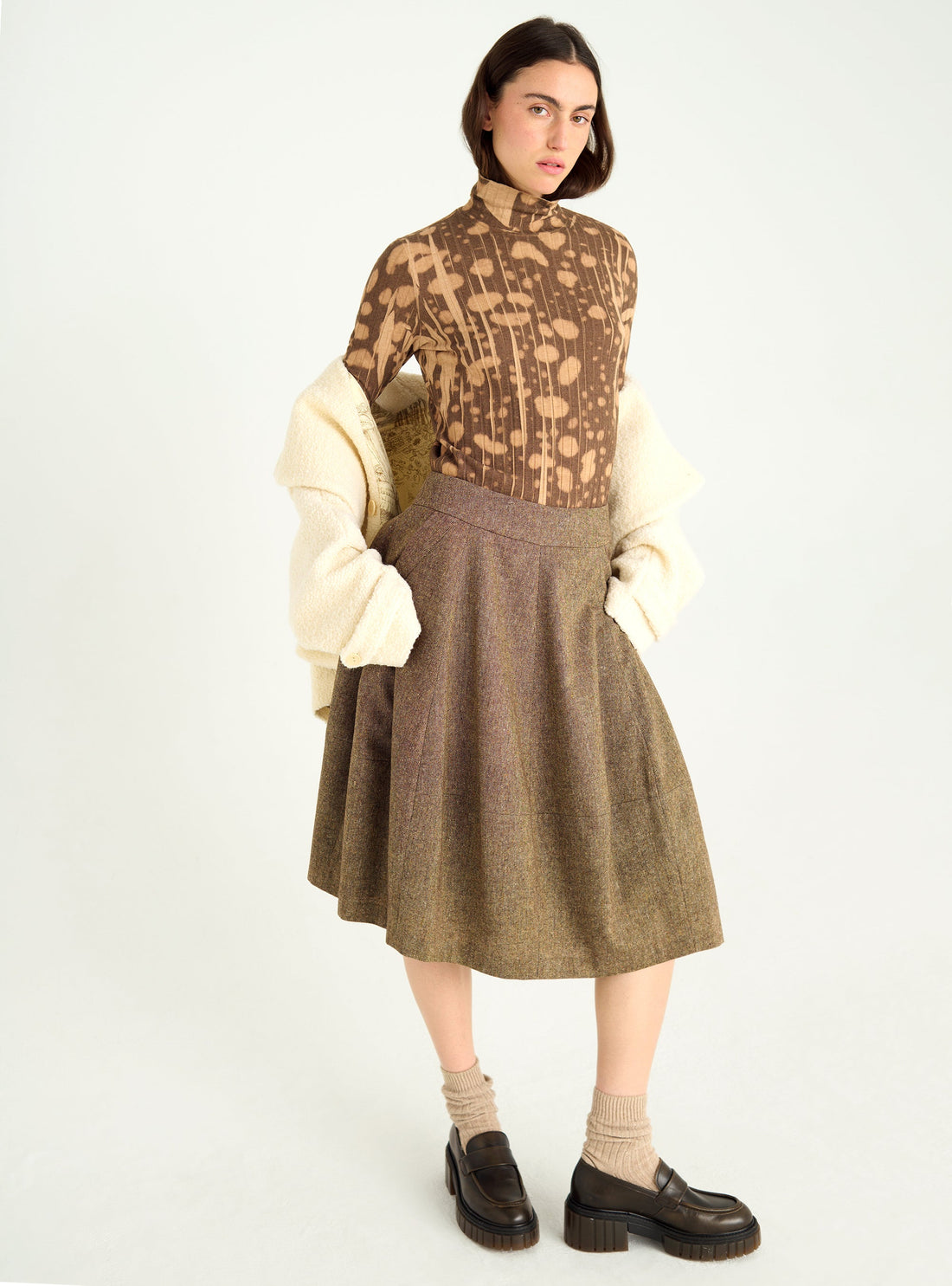 Short skirt in mottled wool