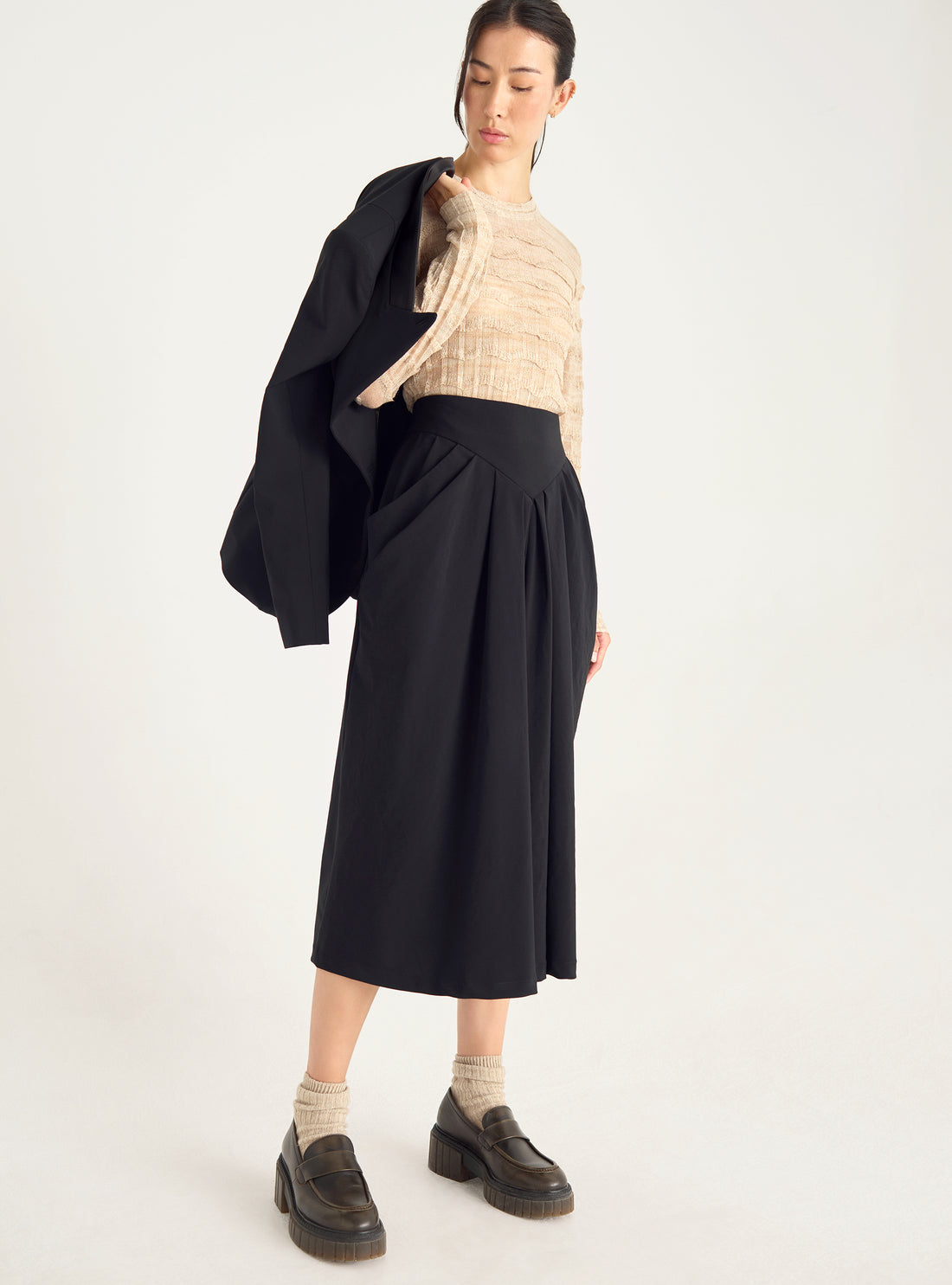 Flared skirt in technical fabric