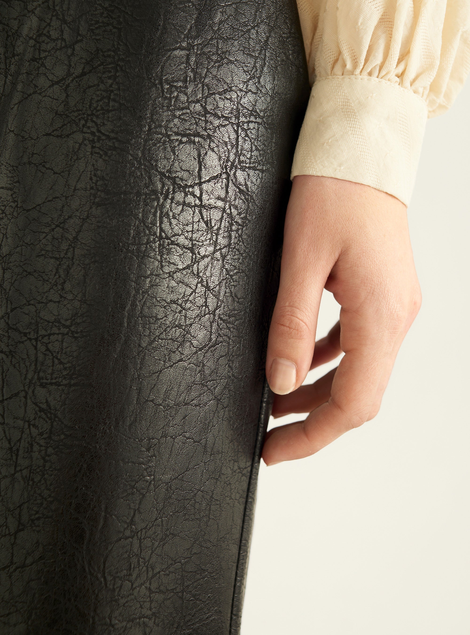 Faux leather flared pants