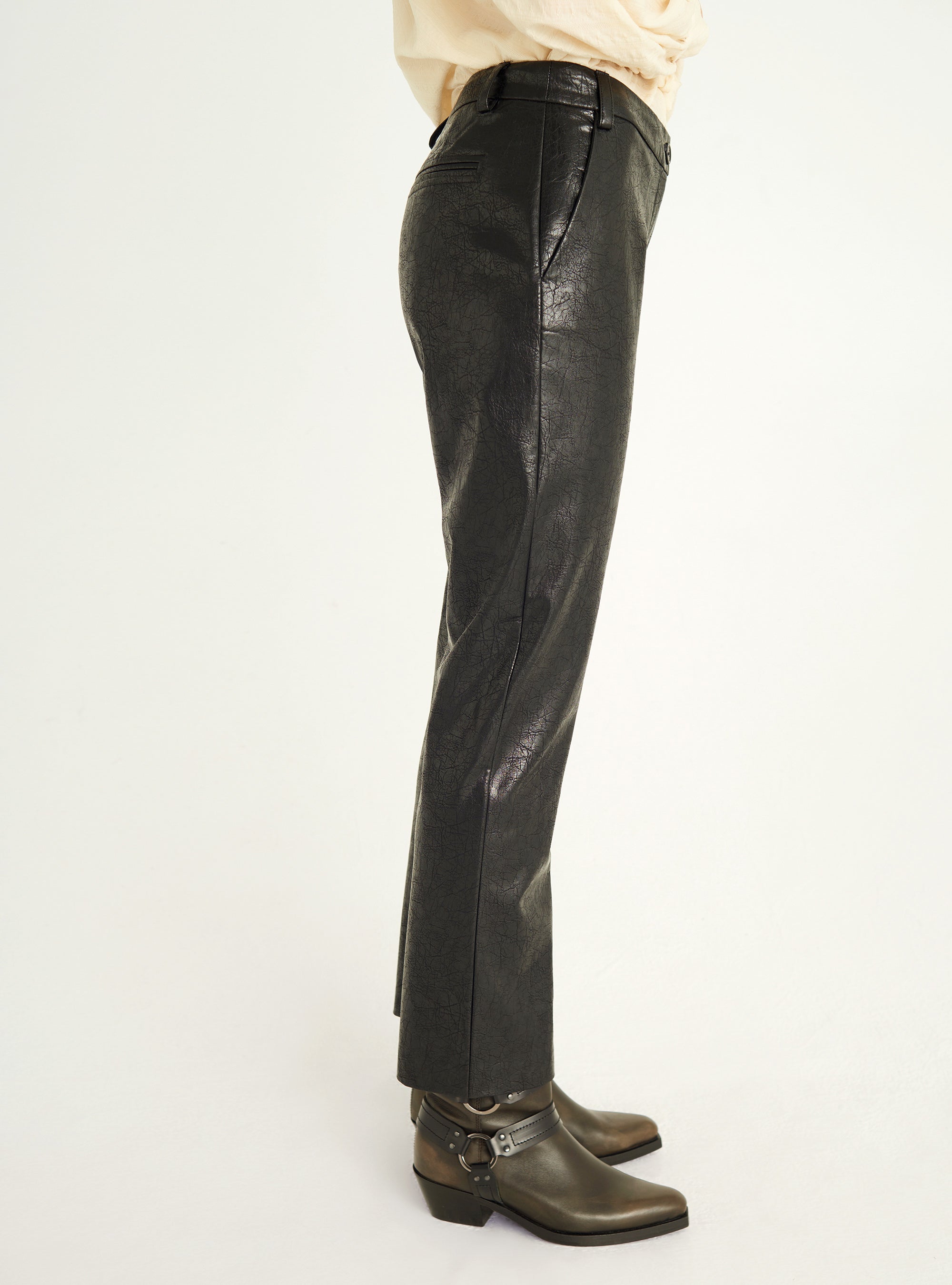 Faux leather flared pants
