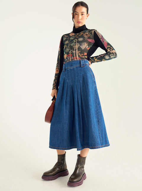 Raw denim skirt