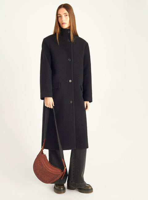 Long boiled wool coat
