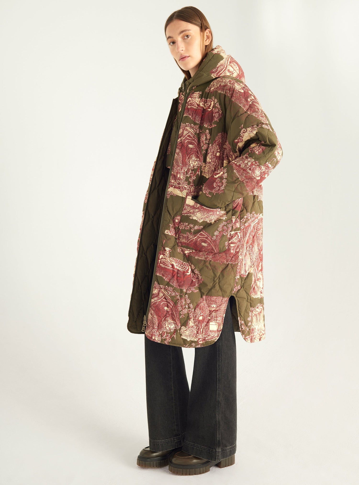 Long reversible down jacket