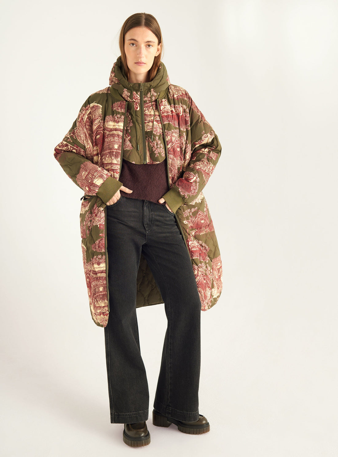 Long reversible down jacket