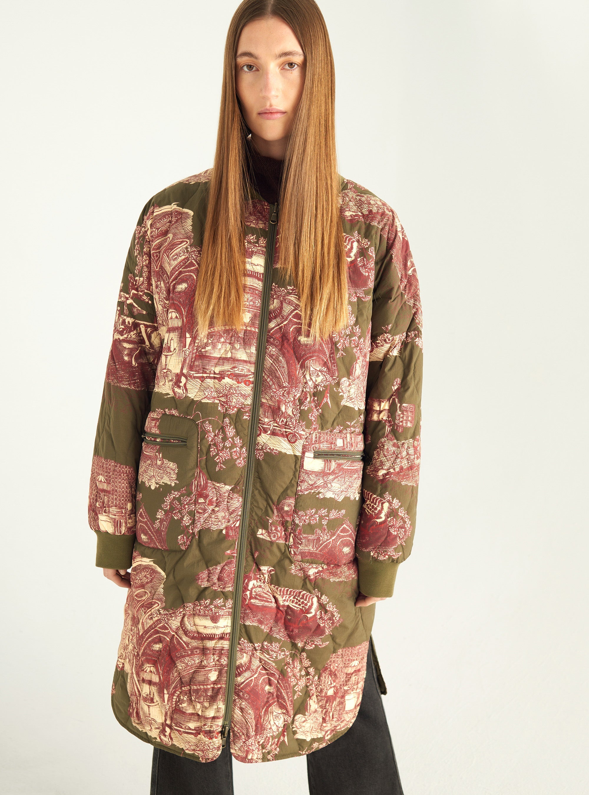 Long reversible down jacket