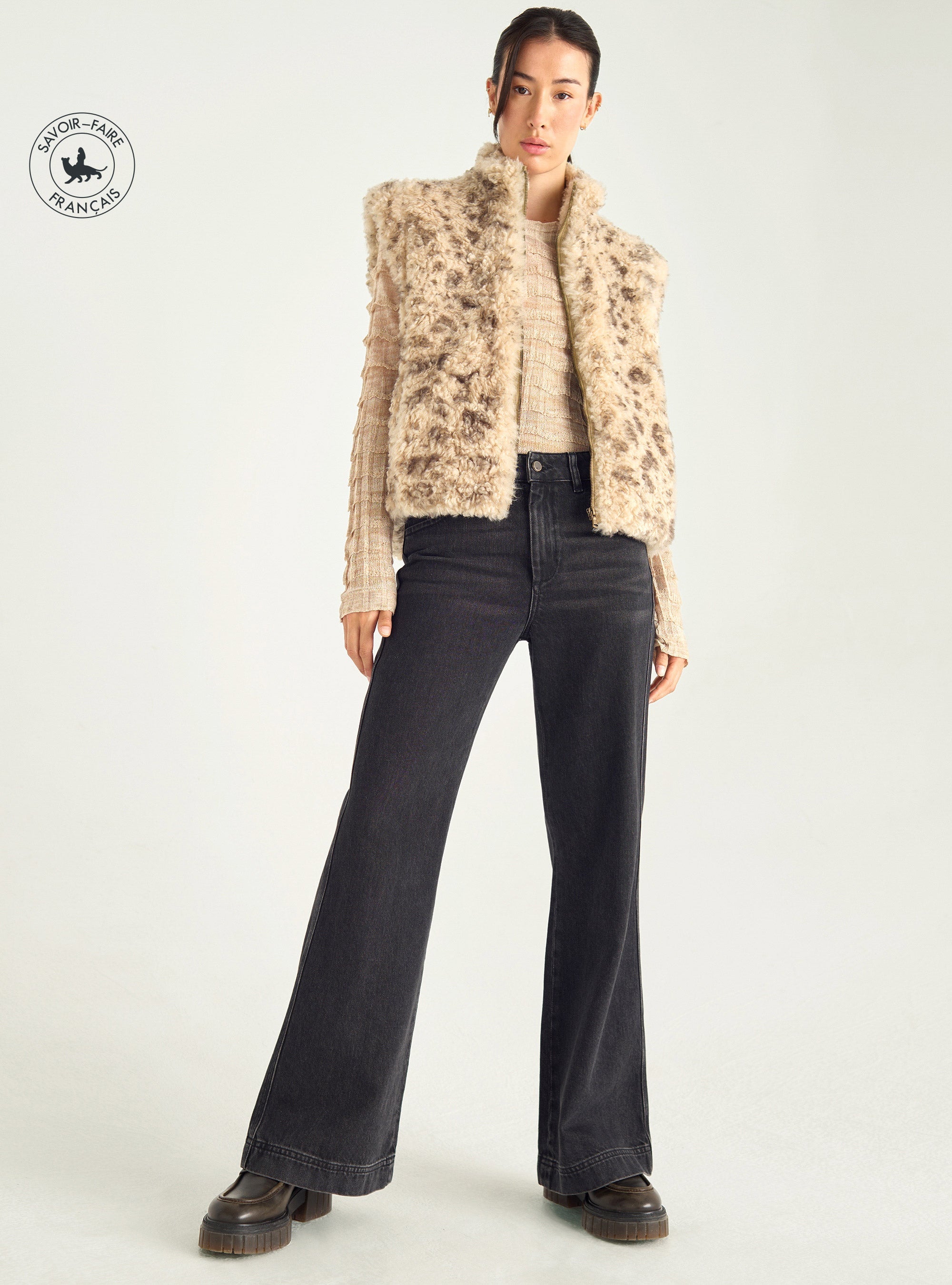 Sleeveless faux fur vest