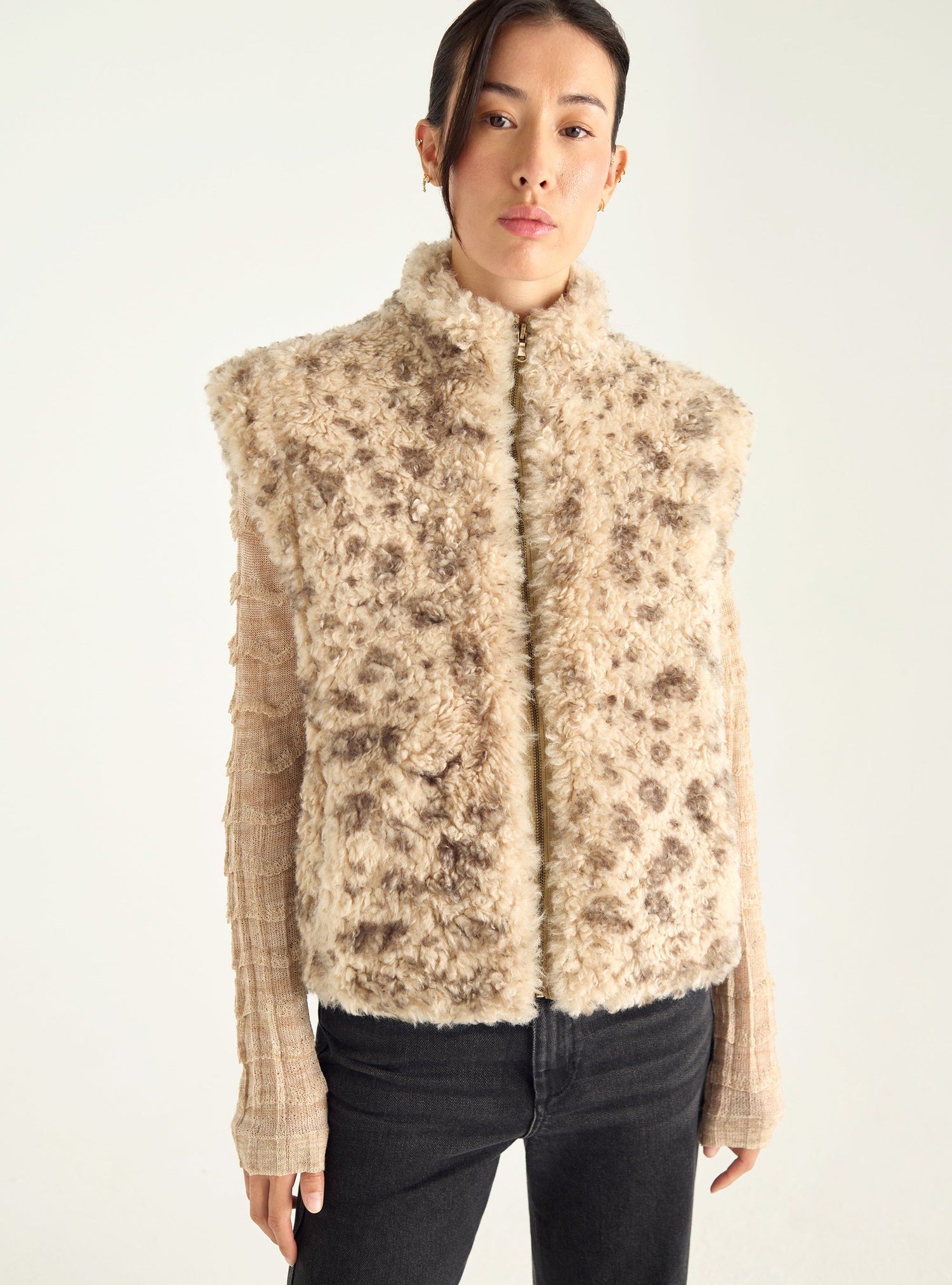 Sleeveless faux fur vest