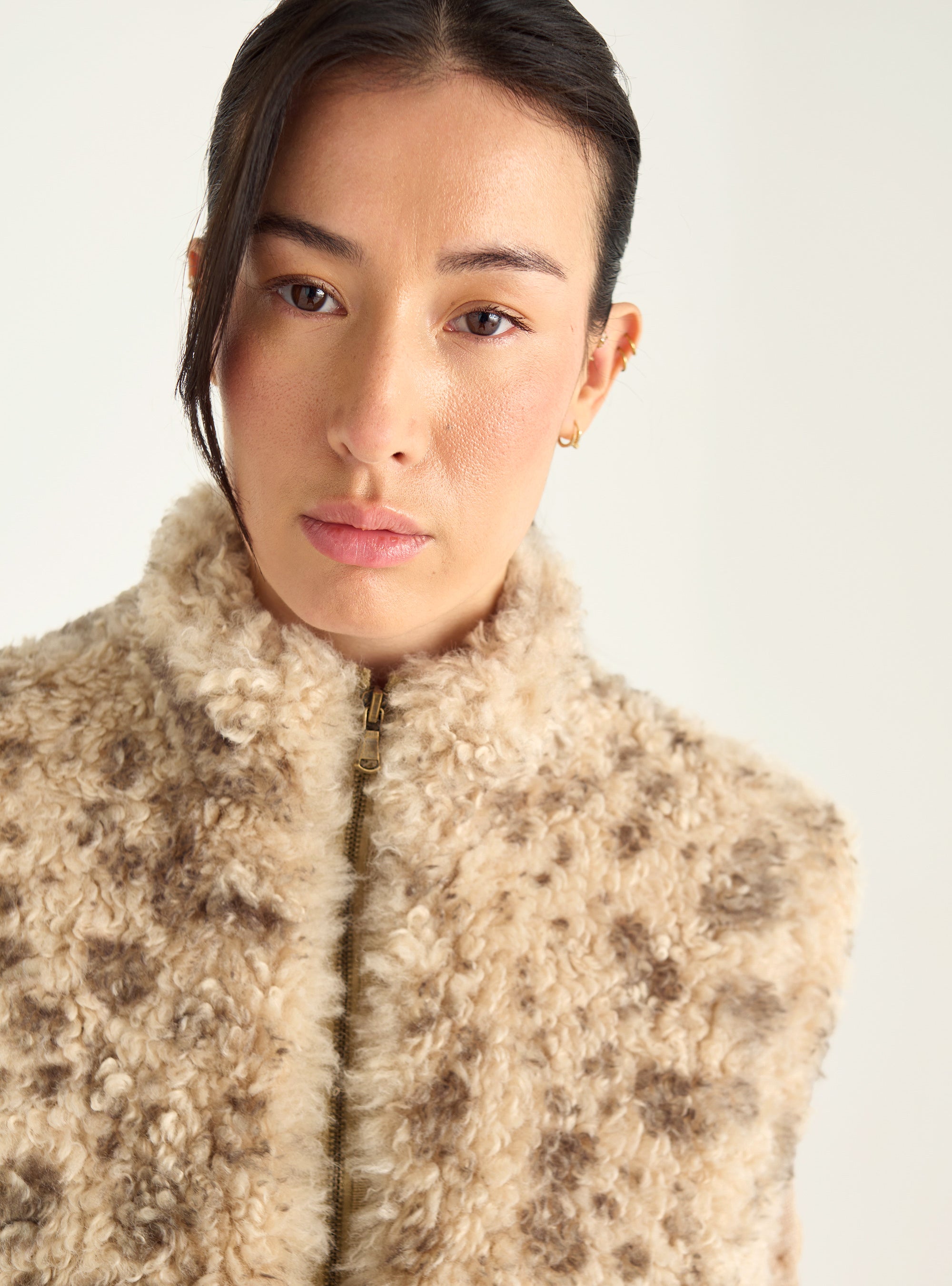 Sleeveless faux fur vest